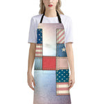 4th of July USA Denim Patchwork Print Bib Apron With Pocket