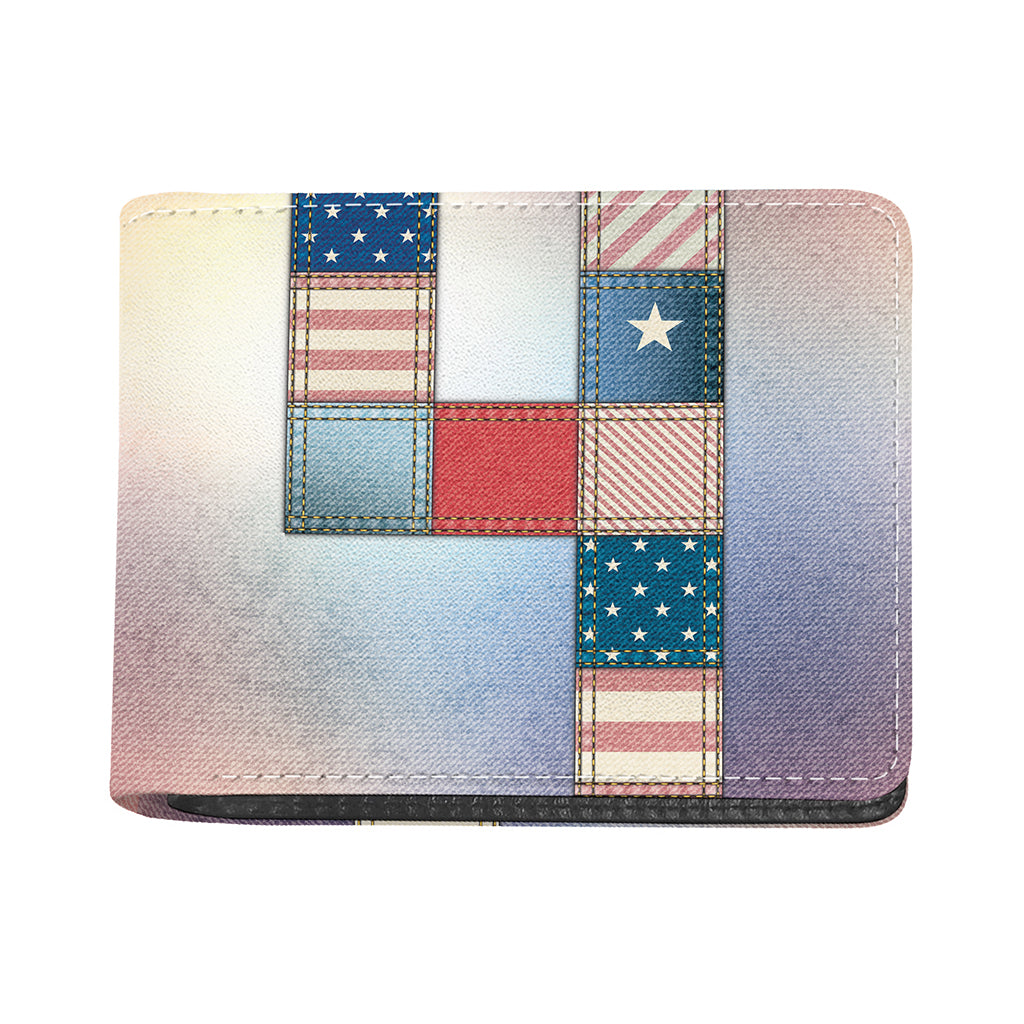4th of July USA Denim Patchwork Print Bifold Wallet