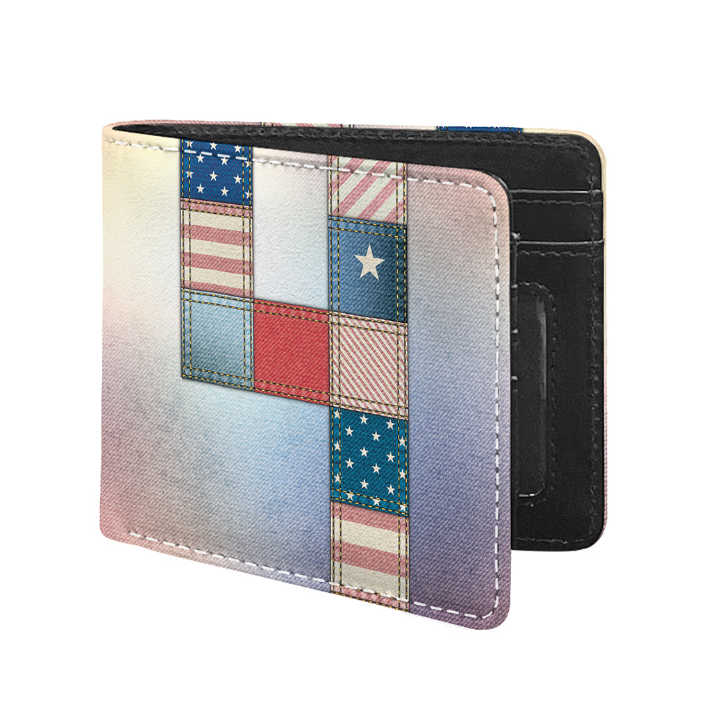 4th of July USA Denim Patchwork Print Bifold Wallet