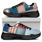 4th of July USA Denim Patchwork Print Black Chunky Shoes
