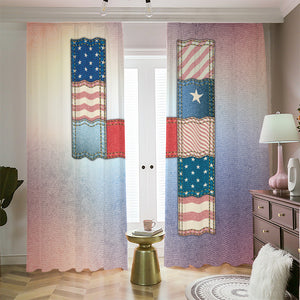 4th of July USA Denim Patchwork Print Blackout Pencil Pleat Curtains