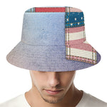 4th of July USA Denim Patchwork Print Bucket Hat