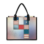 4th of July USA Denim Patchwork Print Canvas Tote Bag