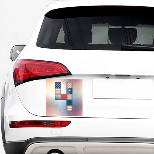4th of July USA Denim Patchwork Print Car Sticker