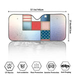 4th of July USA Denim Patchwork Print Car Windshield Sun Shade