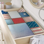 4th of July USA Denim Patchwork Print Changing Pad Cover