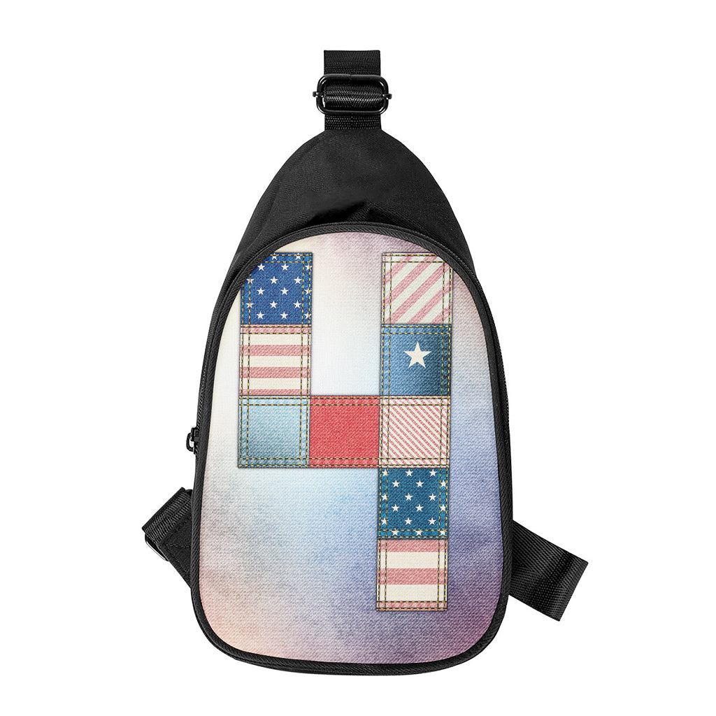 4th of July USA Denim Patchwork Print Chest Bag