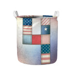 4th of July USA Denim Patchwork Print Collapsible Laundry Basket