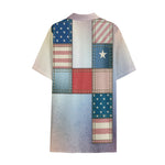 4th of July USA Denim Patchwork Print Cotton Hawaiian Shirt