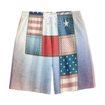 4th of July USA Denim Patchwork Print Cotton Shorts