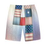 4th of July USA Denim Patchwork Print Cotton Shorts