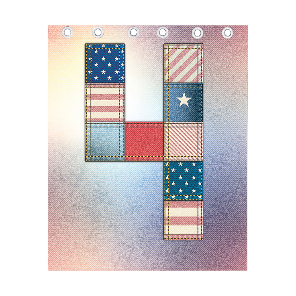 4th of July USA Denim Patchwork Print Curtain