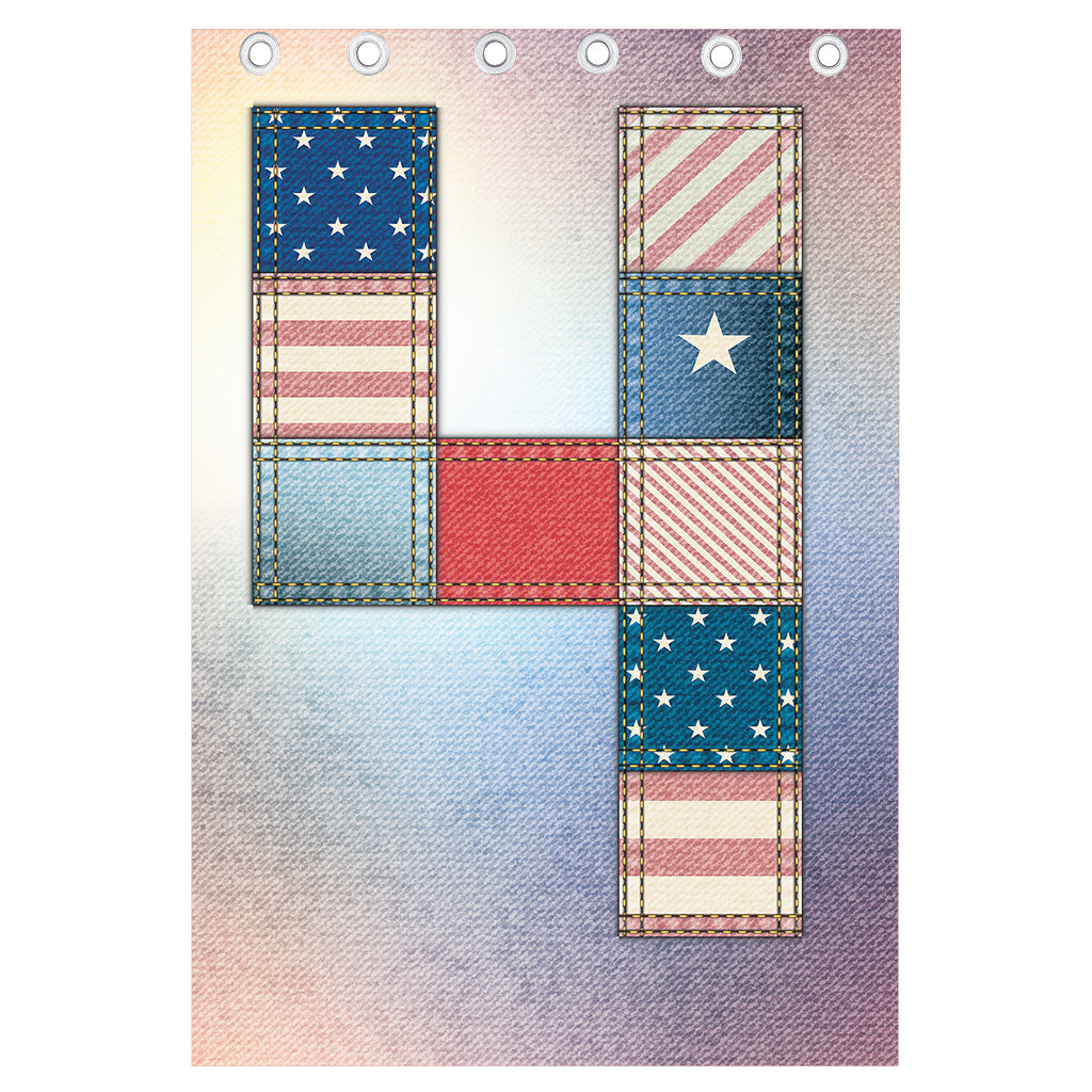 4th of July USA Denim Patchwork Print Curtain