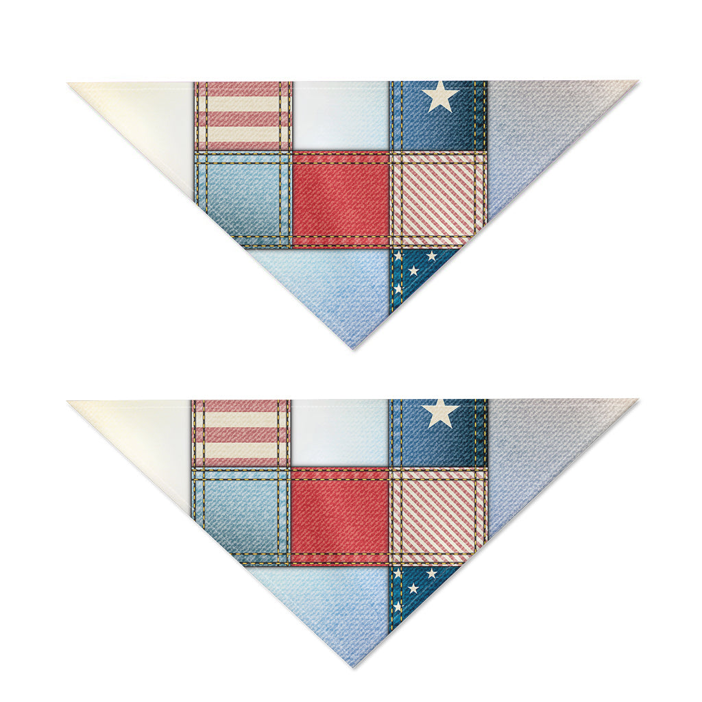 4th of July USA Denim Patchwork Print Dog Bandana