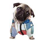 4th of July USA Denim Patchwork Print Dog Zip Up Hoodie