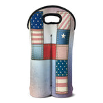4th of July USA Denim Patchwork Print Double Neoprene Wine Tote