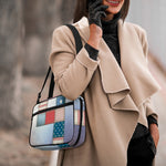 4th of July USA Denim Patchwork Print Double Strap Bible Bag