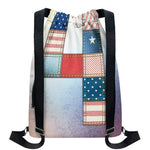 4th of July USA Denim Patchwork Print Drawstring Backpack