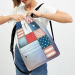 4th of July USA Denim Patchwork Print Drawstring Backpack