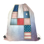 4th of July USA Denim Patchwork Print Drawstring Bag