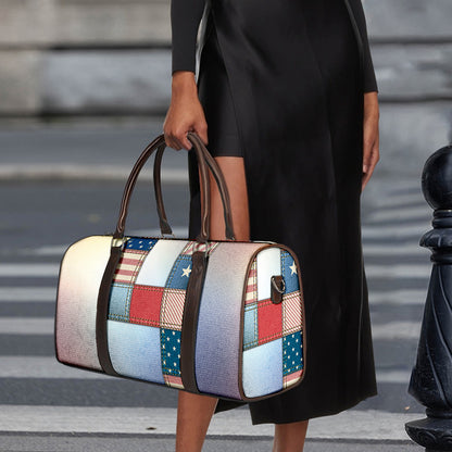 4th of July USA Denim Patchwork Print Duffle Bag