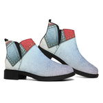 4th of July USA Denim Patchwork Print Flat Ankle Boots