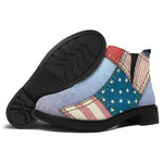 4th of July USA Denim Patchwork Print Flat Ankle Boots