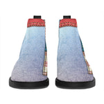 4th of July USA Denim Patchwork Print Flat Ankle Boots