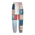 4th of July USA Denim Patchwork Print Fleece Lined Knit Pants