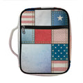 4th of July USA Denim Patchwork Print Front Pocket Bible Bag