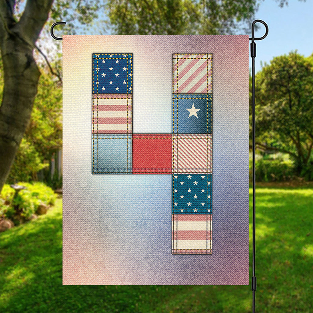 4th of July USA Denim Patchwork Print Garden Flag