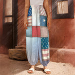 4th of July USA Denim Patchwork Print Harem Pants