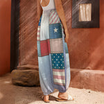 4th of July USA Denim Patchwork Print Harem Pants