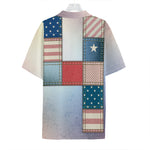 4th of July USA Denim Patchwork Print Hawaiian Shirt
