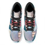 4th of July USA Denim Patchwork Print High Top Leather Sneakers