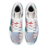 4th of July USA Denim Patchwork Print High Top Leather Sneakers