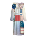 4th of July USA Denim Patchwork Print Hooded Bathrobe