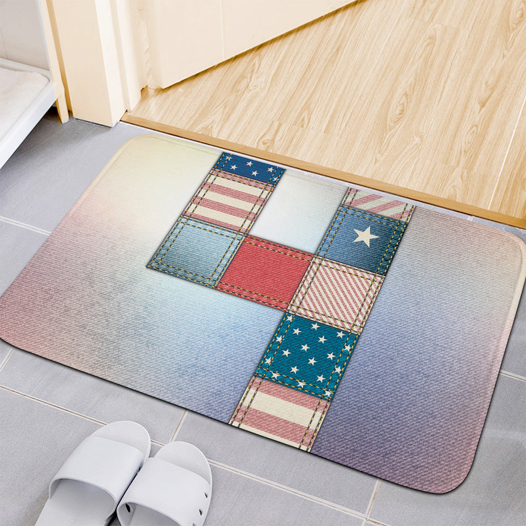 4th of July USA Denim Patchwork Print Indoor Door Mat
