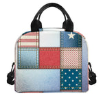 4th of July USA Denim Patchwork Print Insulated Lunch Bag
