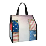 4th of July USA Denim Patchwork Print Insulated Lunch Tote