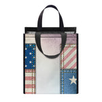 4th of July USA Denim Patchwork Print Insulated Lunch Tote