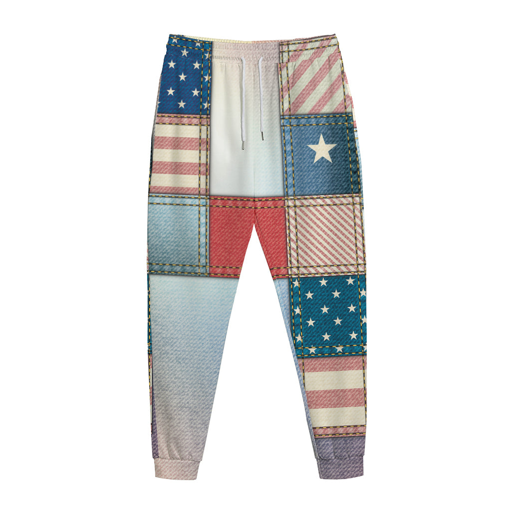 4th of July USA Denim Patchwork Print Jogger Pants