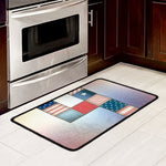 4th of July USA Denim Patchwork Print Kitchen Mat