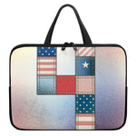 4th of July USA Denim Patchwork Print Laptop Sleeve With Handle