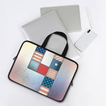 4th of July USA Denim Patchwork Print Laptop Sleeve With Handle
