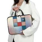 4th of July USA Denim Patchwork Print Laptop Sleeve With Handle