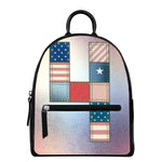 4th of July USA Denim Patchwork Print Leather Backpack