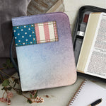 4th of July USA Denim Patchwork Print Leather Bible Cover