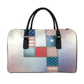 4th of July USA Denim Patchwork Print Leather Duffel Bag
