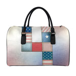 4th of July USA Denim Patchwork Print Leather Duffle Bag